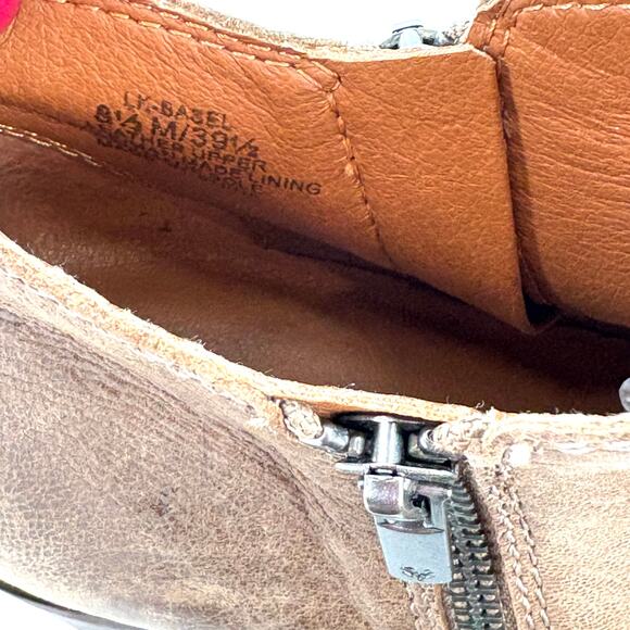 Lucky Brand Basel Boots 8.5 NWOT Tan Dune Gray Ankle Booties Western Zip Capsule - Picture 3 of 7